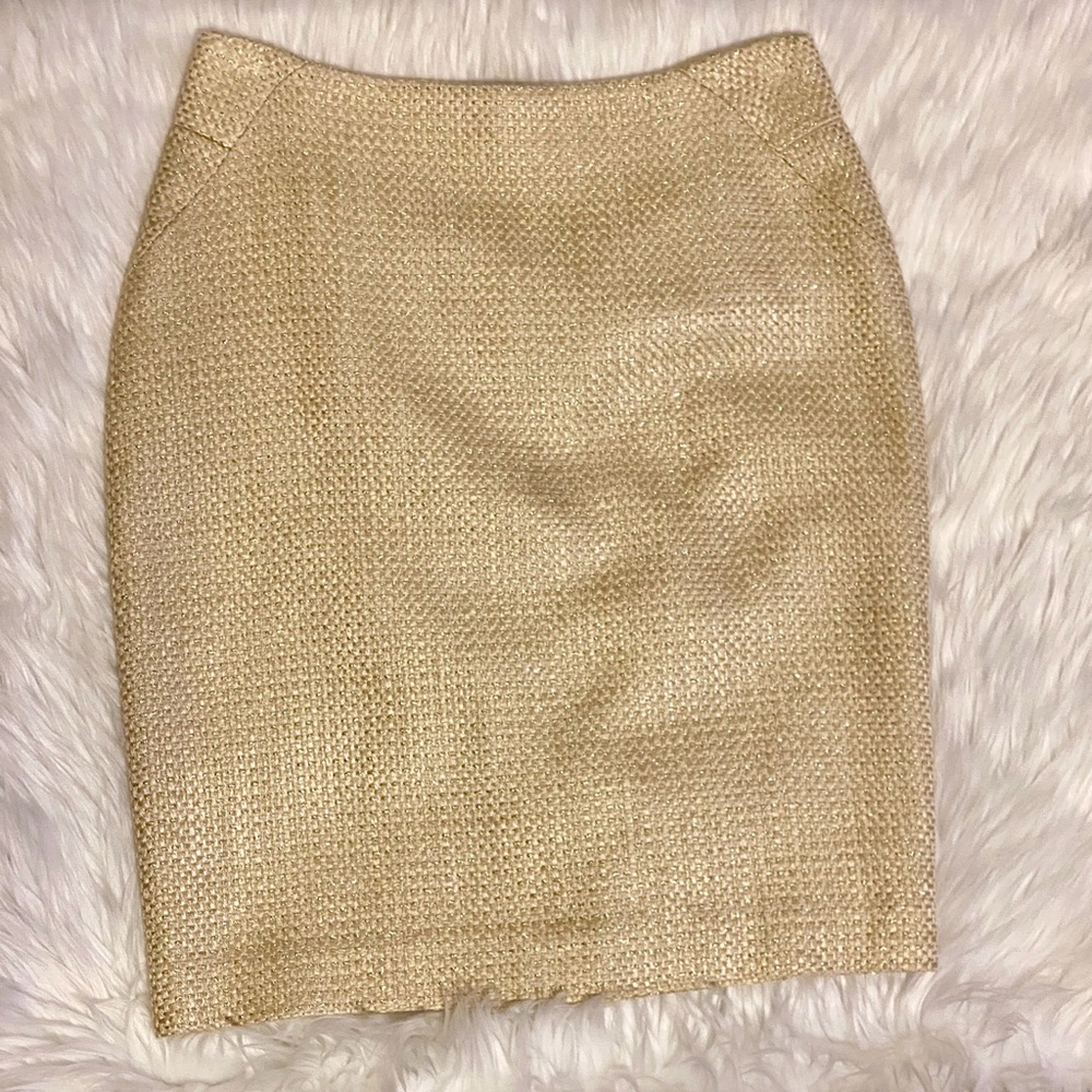 NWT ~ Ann Taylor Elegant Cream & Gold Pencil Skirt